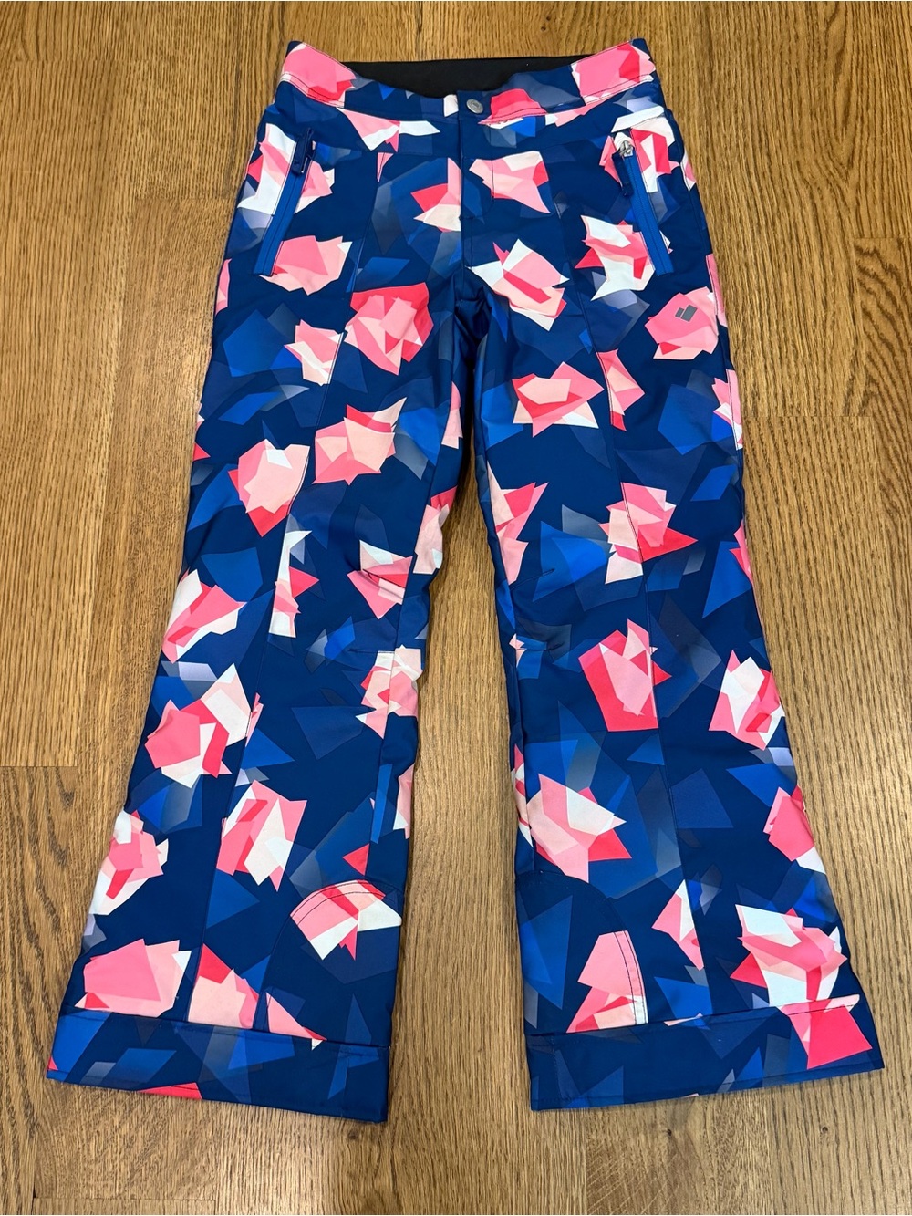 Obermeyer Girl's Brooke Blue/Pink Geometric Insulated Ski Snow Pants Size 10/12